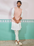 Peach Silk Blend Party Wear Men's Jacket