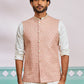 Peach Silk Blend Party Wear Men's Jacket