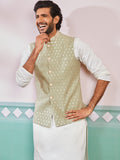 Pista Green Silk Blend Party Wear Men's Jacket