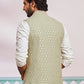 Pista Green Silk Blend Party Wear Men's Jacket