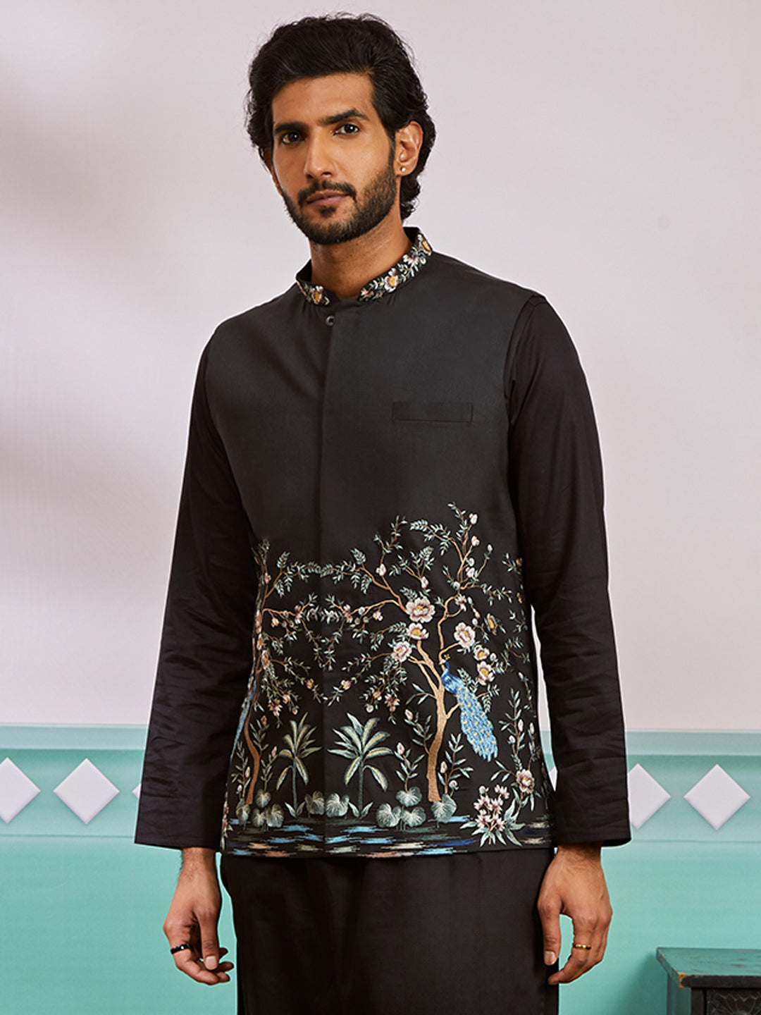 Black Silk Blend Wedding Wear Men's Jacket