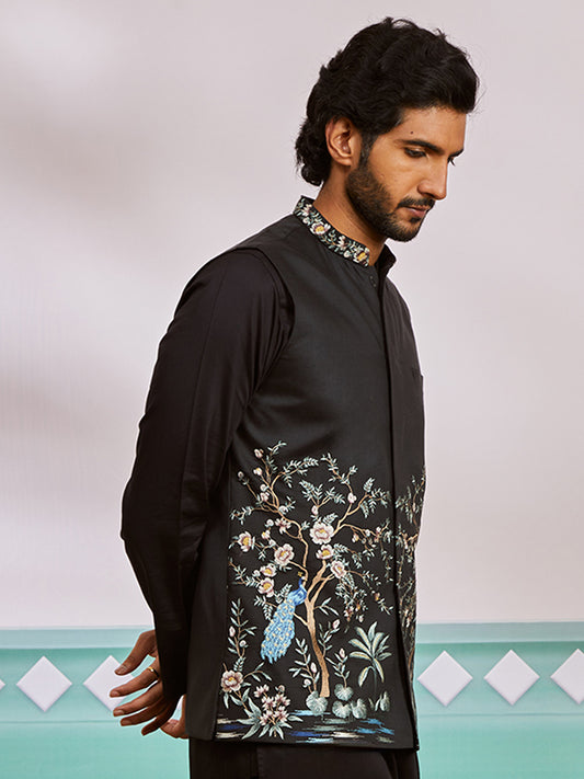 Black Silk Blend Wedding Wear Men's Jacket