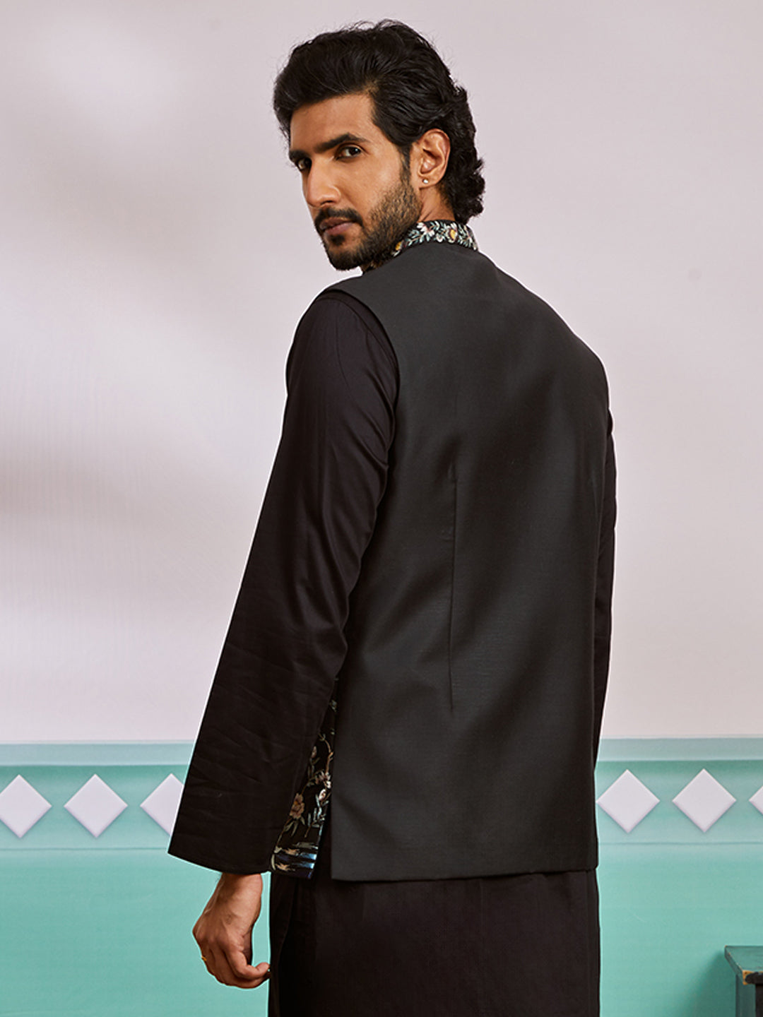 Black Silk Blend Wedding Wear Men's Jacket