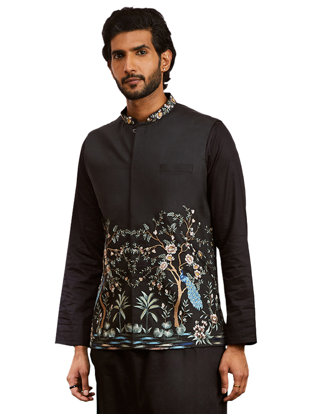 Black Silk Blend Wedding Wear Men's Jacket