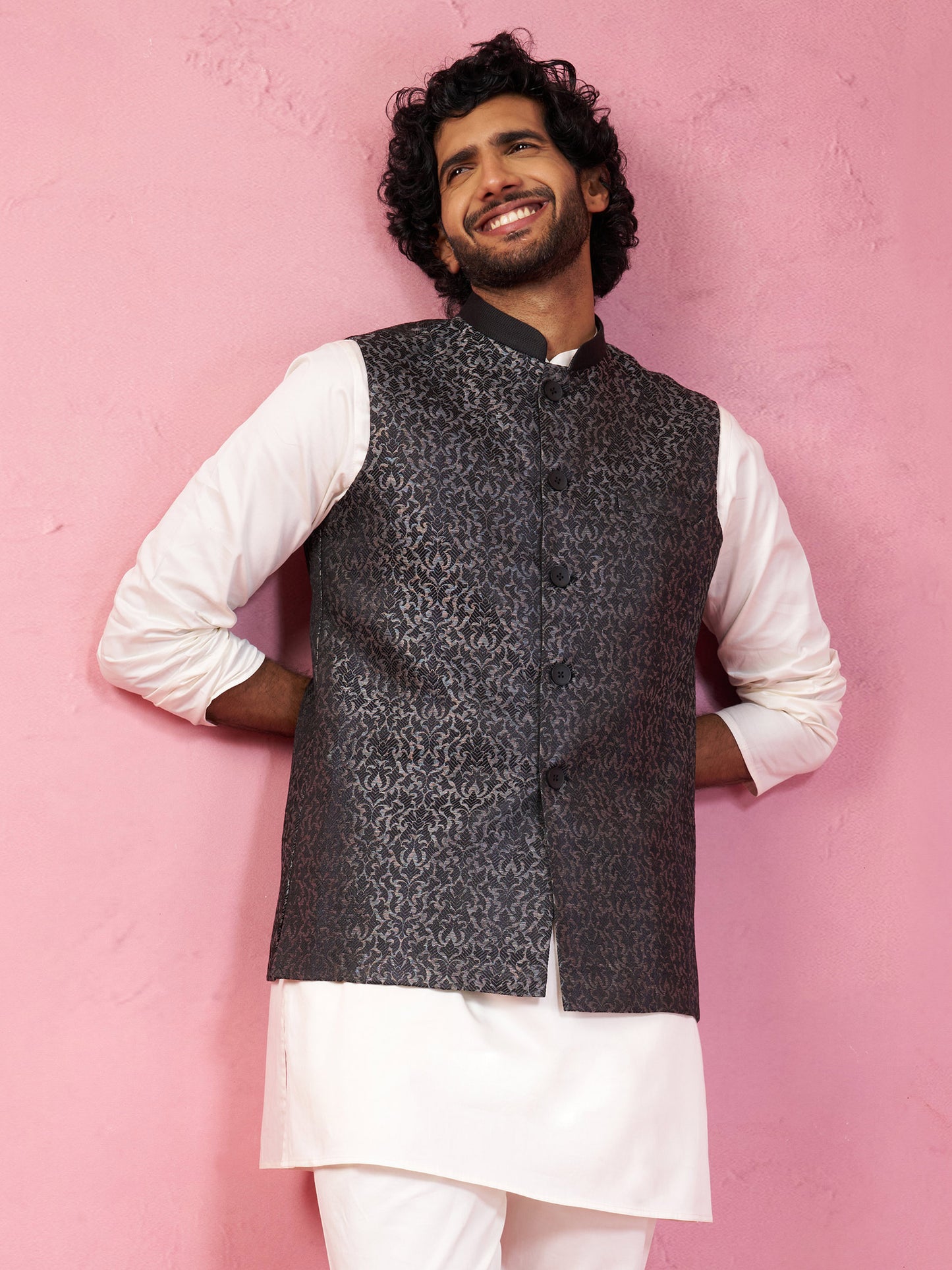 Grey Silk Blend Festival Wear Men's Jacket