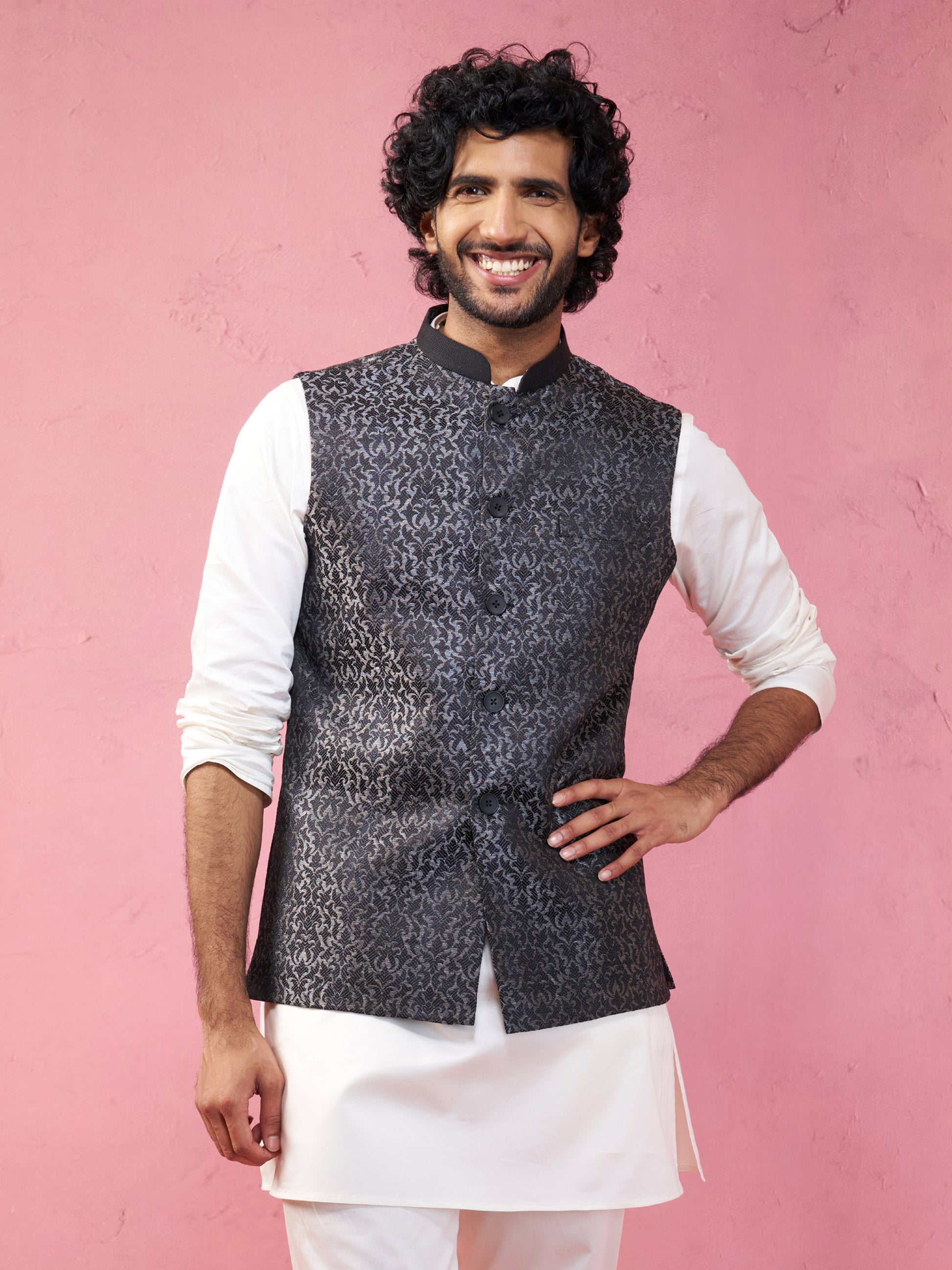 Grey Silk Blend Festival Wear Men's Jacket