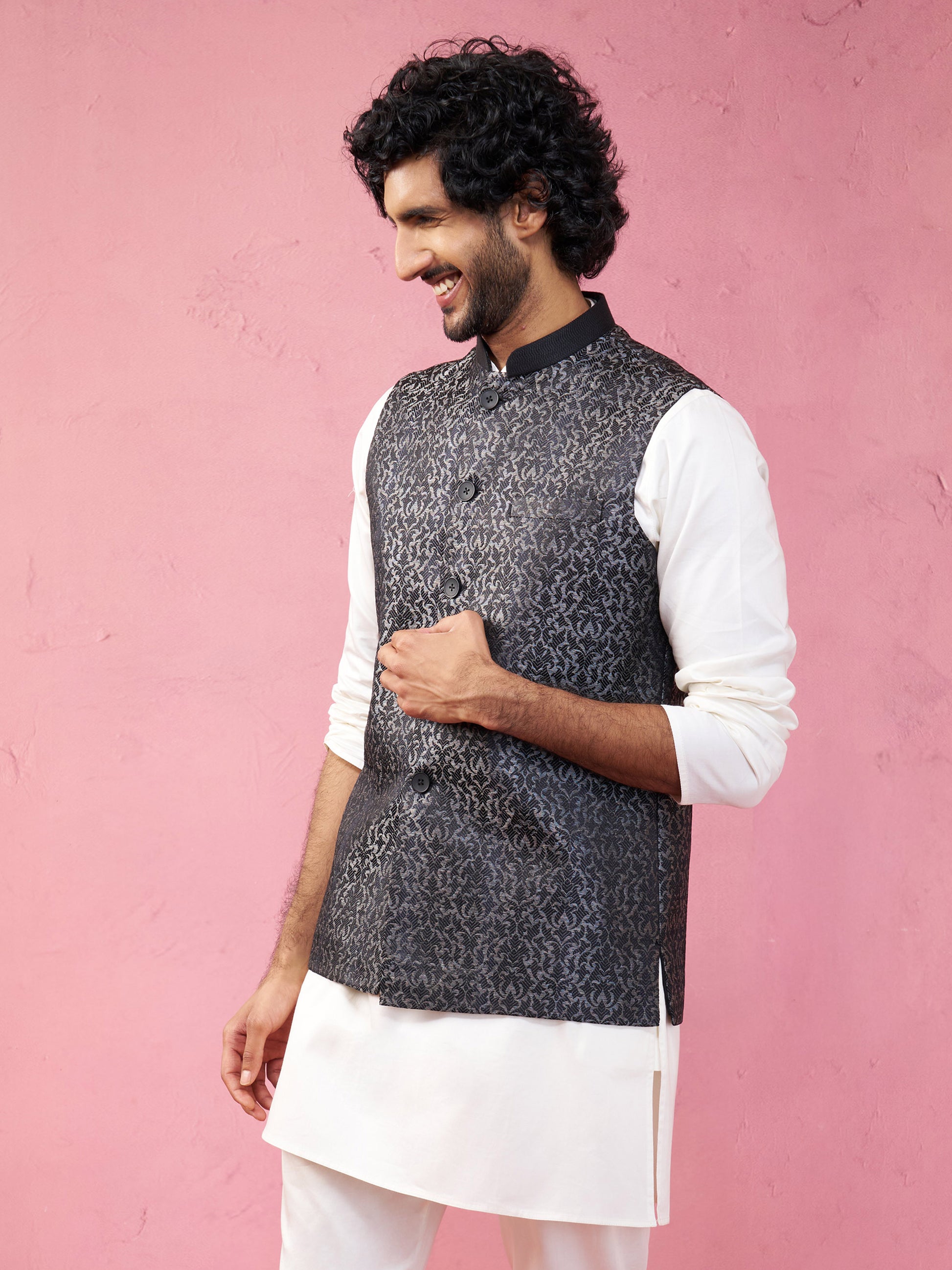 Grey Silk Blend Festival Wear Men's Jacket