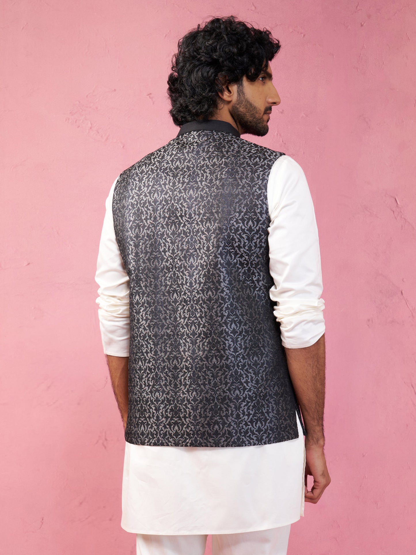 Grey Silk Blend Festival Wear Men's Jacket