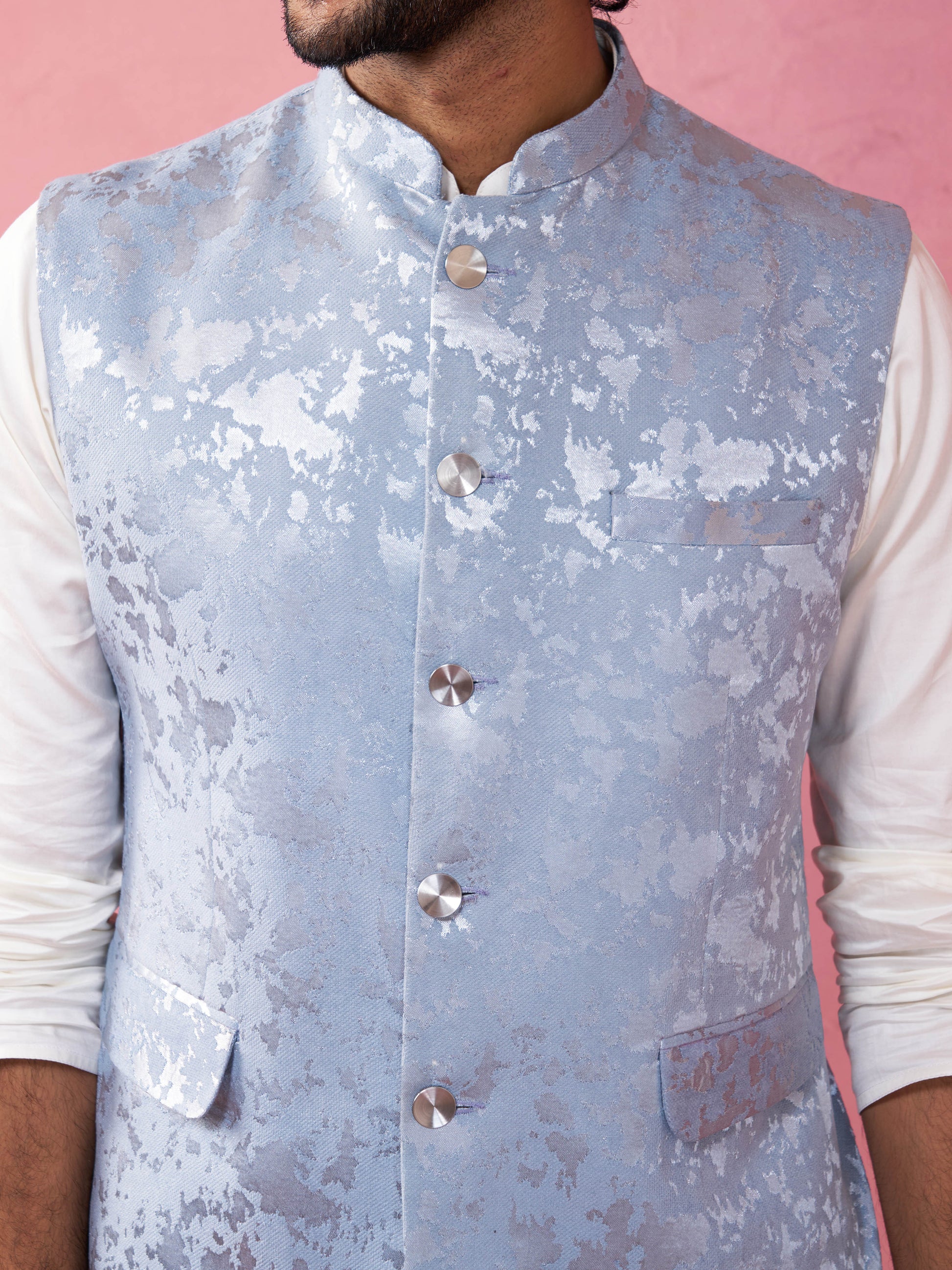 Grey Silk Blend Wedding Wear Men's Jacket