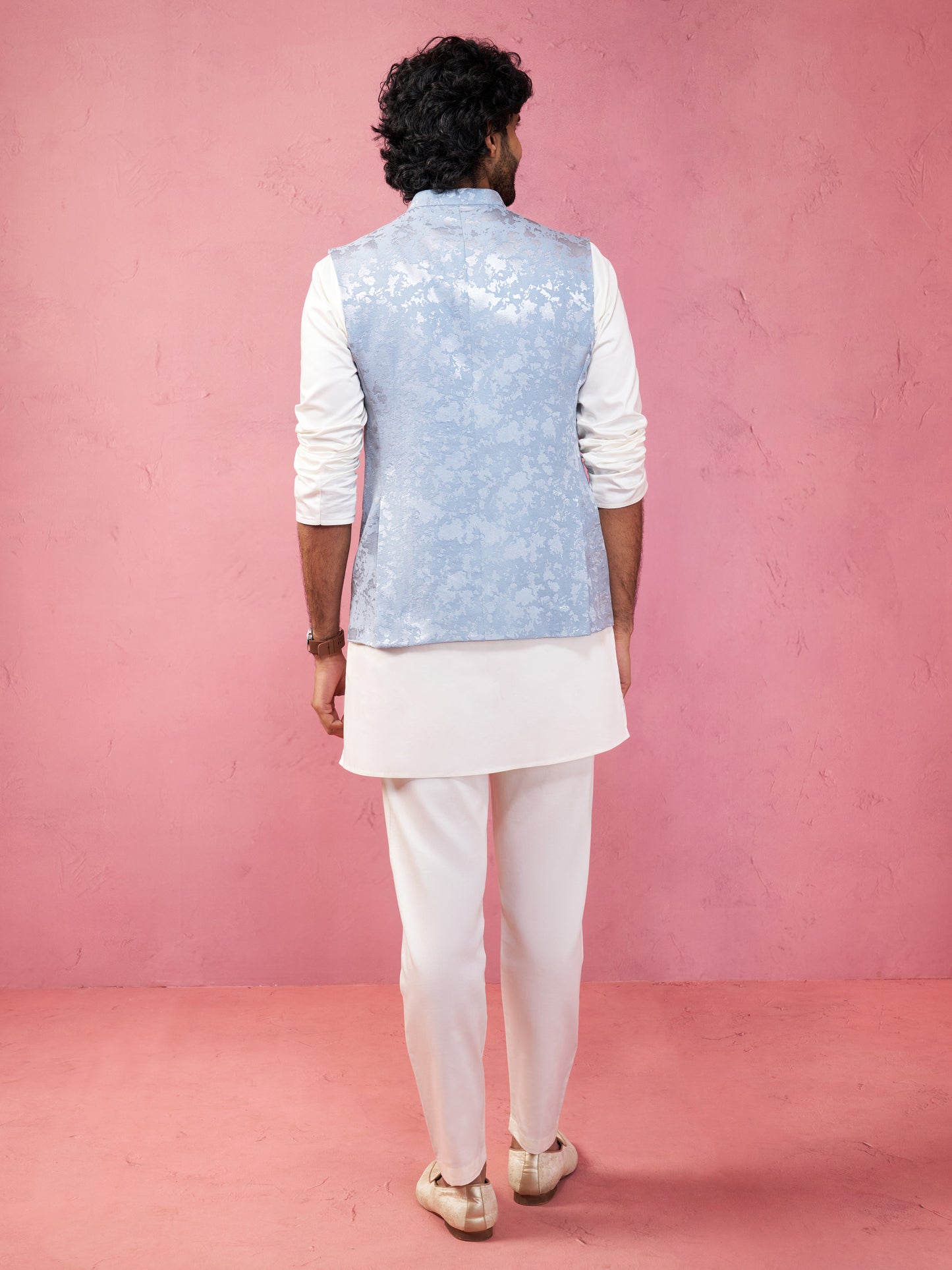 Grey Silk Blend Wedding Wear Men's Jacket