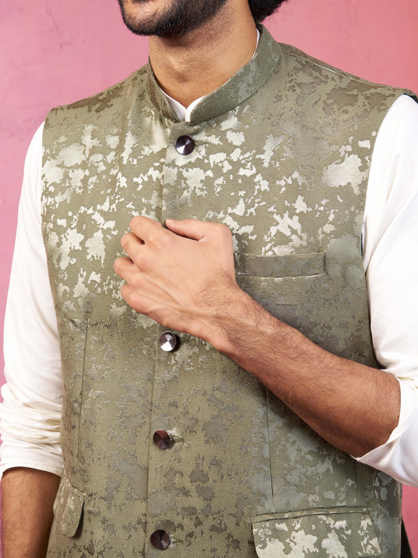 Mint Silk Blend Party Wear Men's Jacket