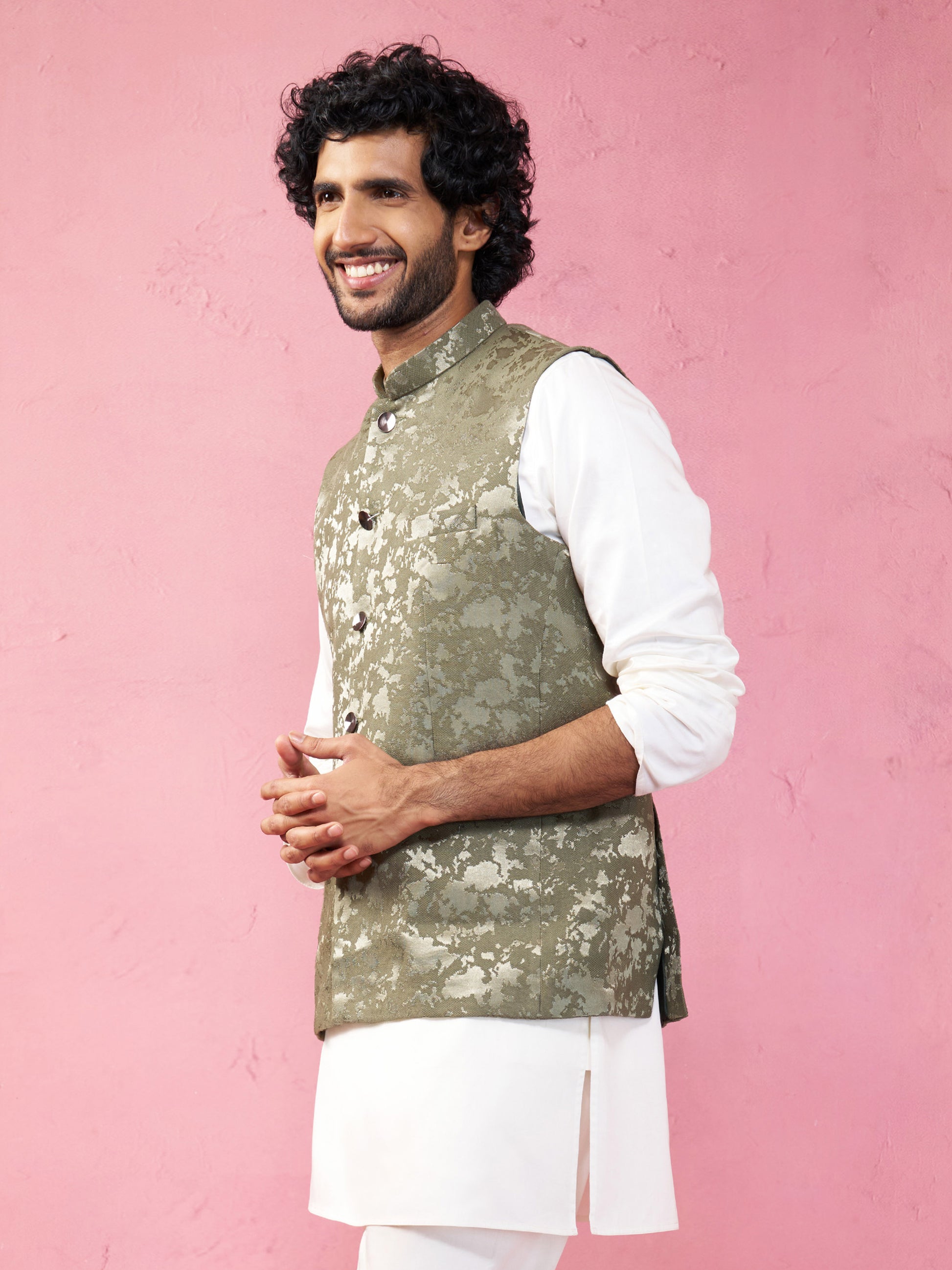 Mint Silk Blend Party Wear Men's Jacket