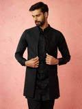 Black Silk Blend Festival Wear Men's Jacket