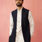Navy Blue Silk Blend Wedding Wear Men's Jacket