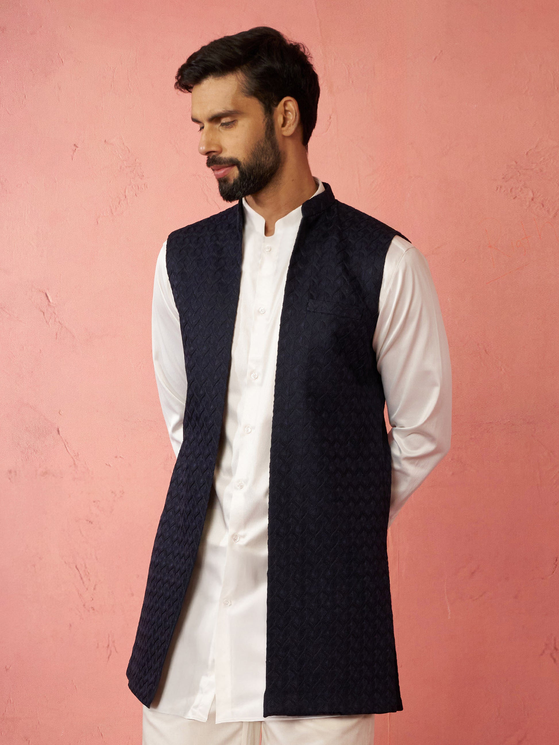 Blue Silk Blend Festival Men's Jacket