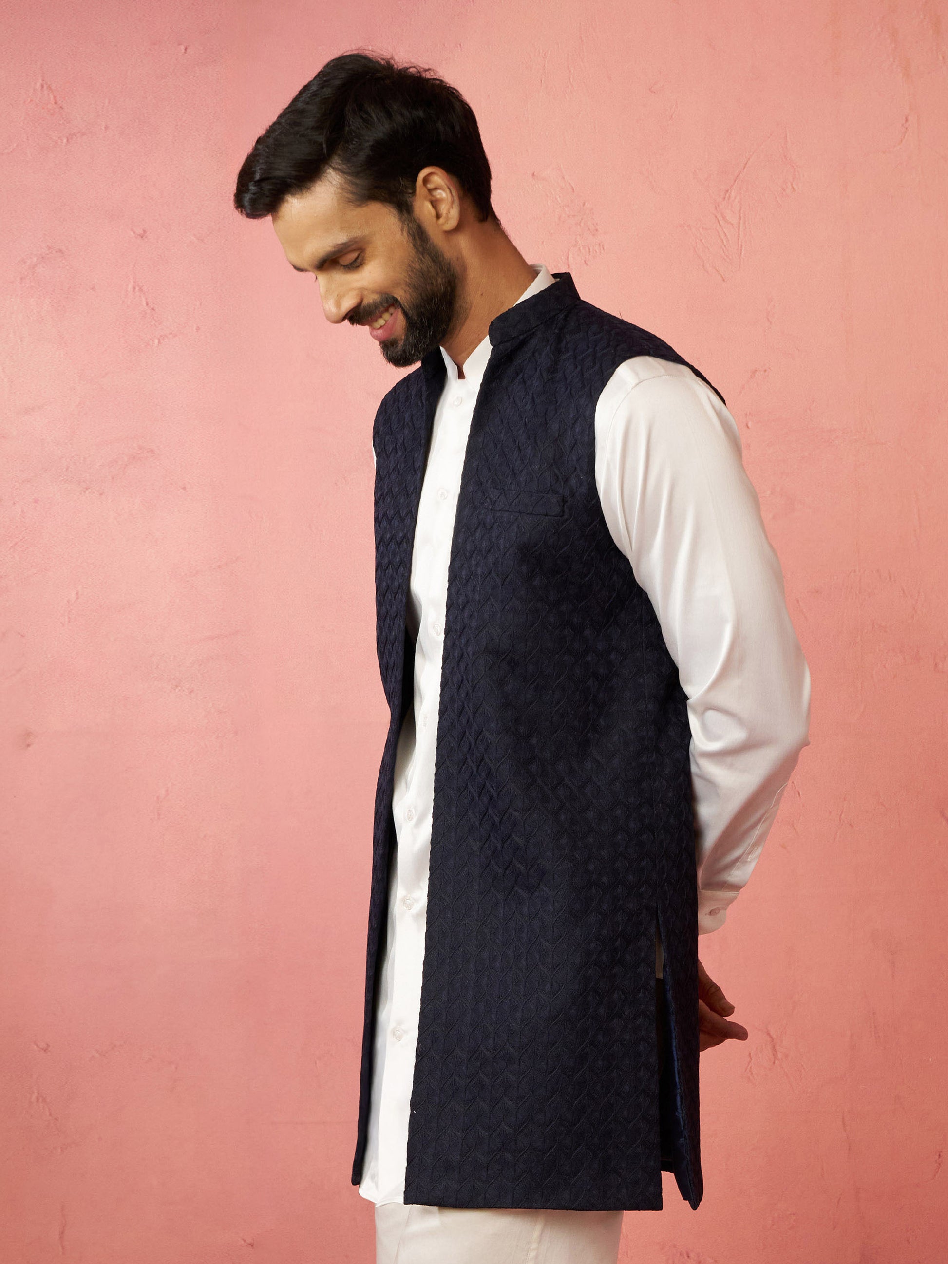 Blue Silk Blend Festival Men's Jacket