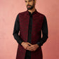 Wine Silk Blend Weadding Wear Men's Jacket