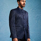 Navy Blue Sequins Silk Blend Festival Men's Jacket