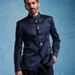 Navy Blue Sequins Silk Blend Festival Men's Jacket