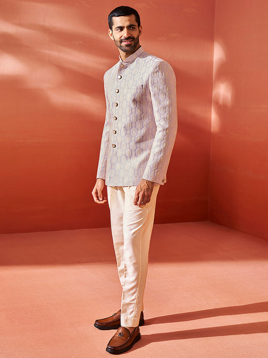 Purple Silk Blend Festival Men's Jacket Set
