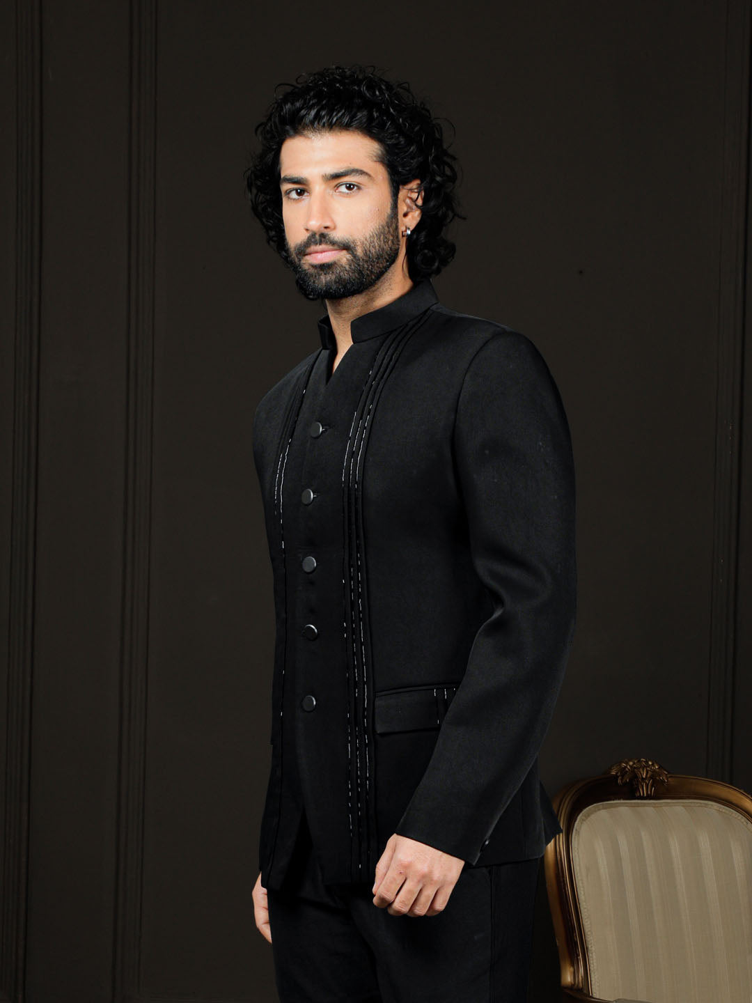 Stylist Black Silk Blend Festival Men's Jacket