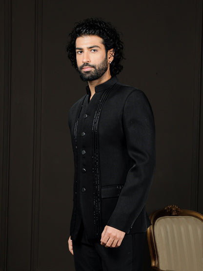 Stylist Black Silk Blend Festival Men's Jacket