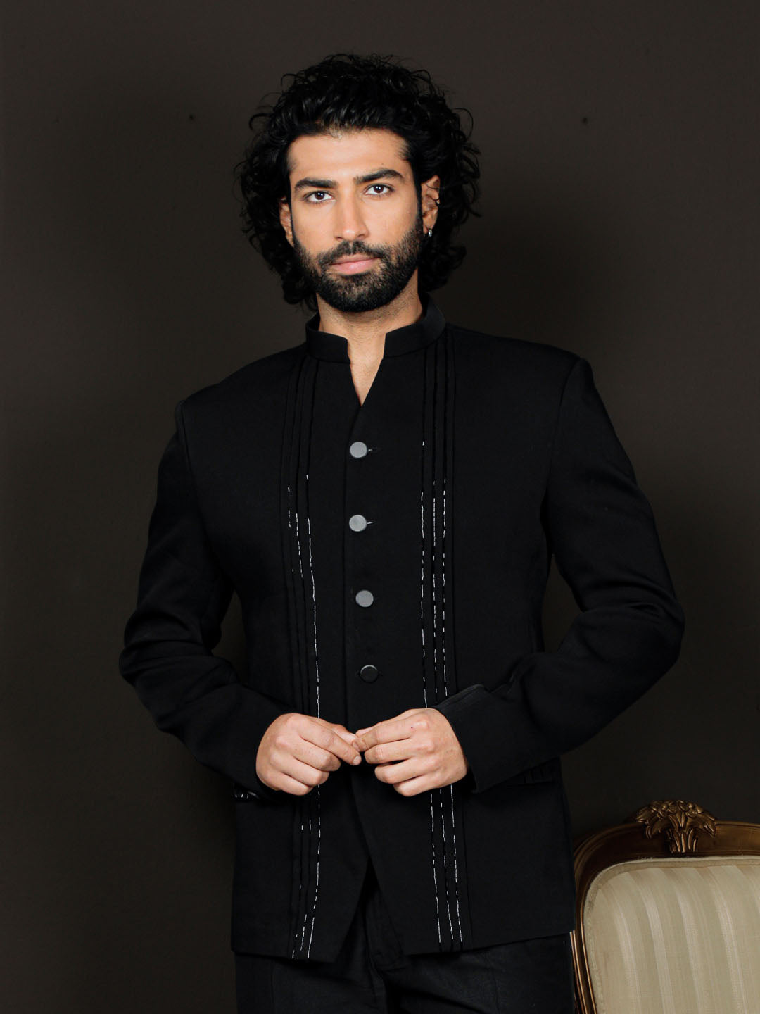 Stylist Black Silk Blend Festival Men's Jacket