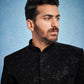 Black Silk Sequins Festival Men's Jacket Set
