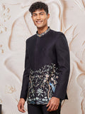 Designer Black Silk Blend Festival Men's Jacket