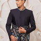 Designer Black Silk Blend Festival Men's Jacket