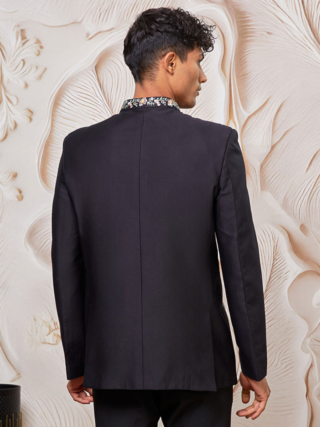 Designer Black Silk Blend Festival Men's Jacket