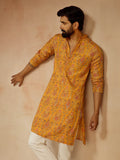 Mustard Silk Blend Party Wear Men's Kurta