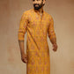 Mustard Silk Blend Party Wear Men's Kurta