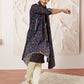 Blue Silk Blend Wedding Men's Kurta Set with Dupatta