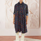 Blue Silk Blend Wedding Men's Kurta Set with Dupatta