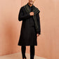 Black Silk Wedding Wear Men'S Kurta Set With Dupatta