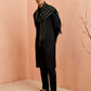 Black Silk Wedding Wear Men'S Kurta Set With Dupatta
