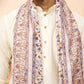 Cream Men's Kurta Set With Pashmina Digital Print Dupatta