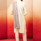 Cream Men's Kurta Set With Pashmina Digital Print Dupatta