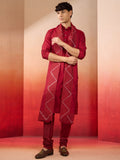 Black Silk Blend Festival Men's Kurta Set with Dupatta