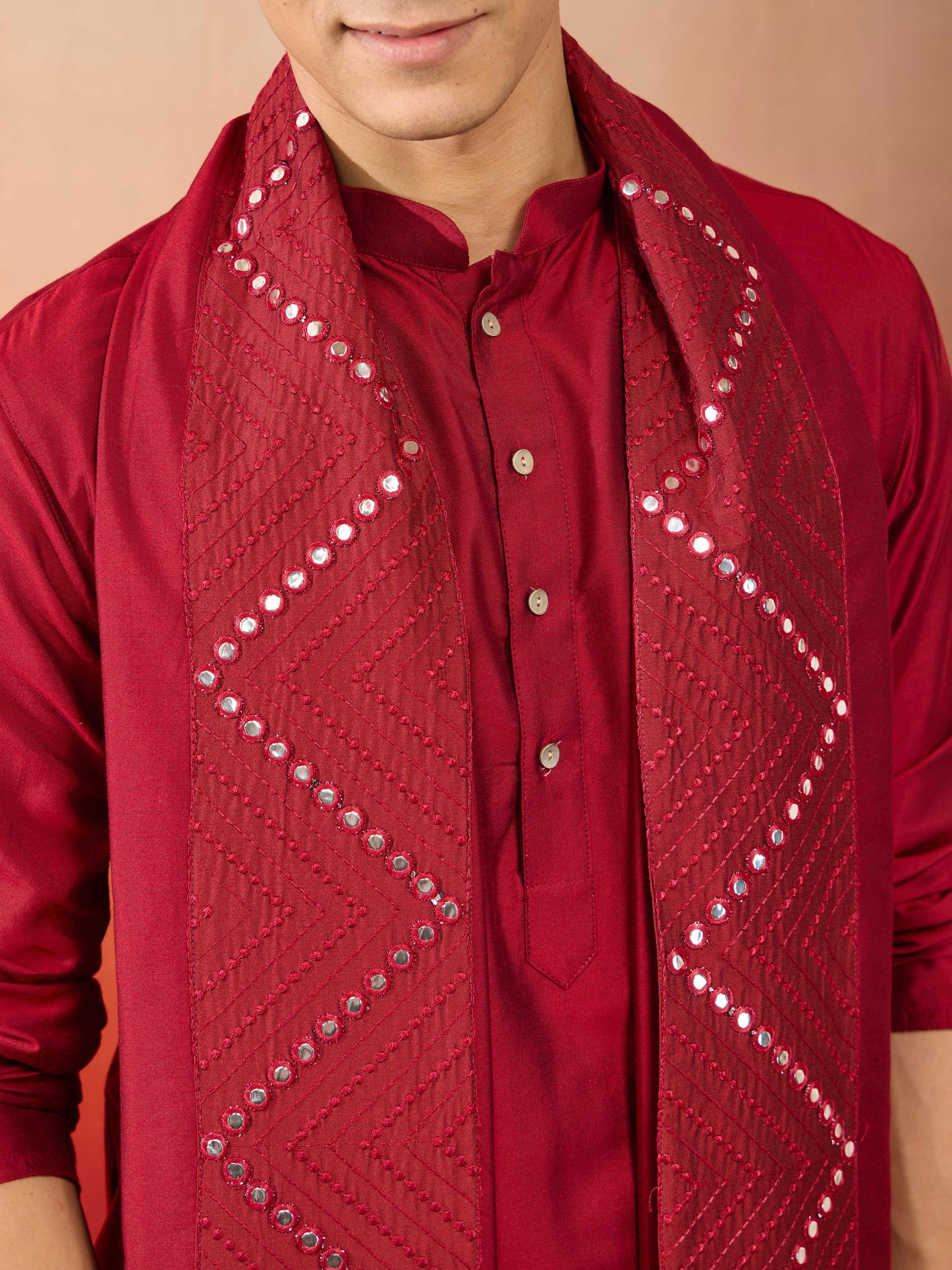 Black Silk Blend Festival Men's Kurta Set with Dupatta