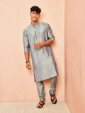 Olive Green Silk Wedding Wear Men'S Kurta Set
