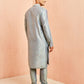 Olive Green Silk Wedding Wear Men'S Kurta Set