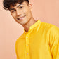 Yellow Silk Wedding Wear Men'S Kurta Set