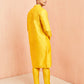 Yellow Silk Wedding Wear Men'S Kurta Set