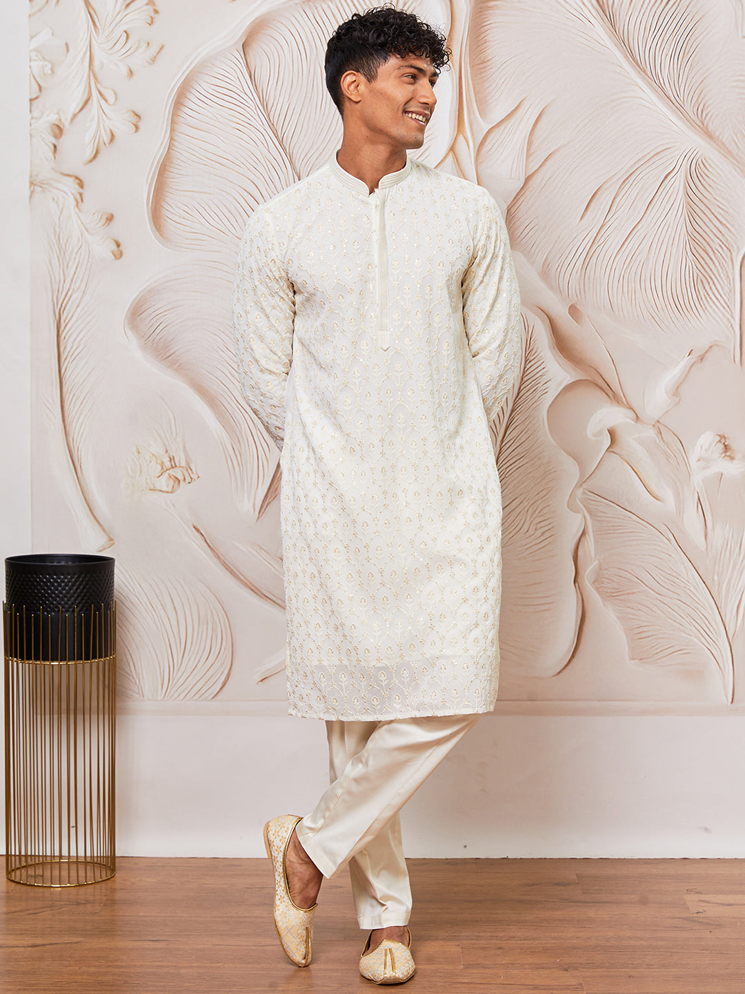 White Georgette Festival Men's Kurta Set