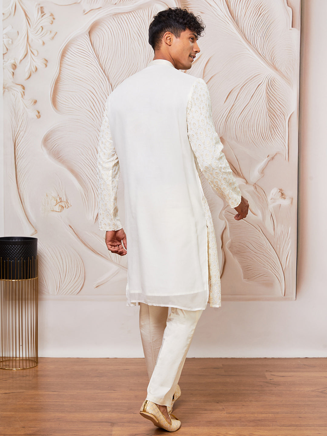 White Georgette Festival Men's Kurta Set