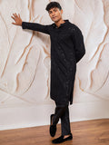 Black Rayon Festival Wear Men's Kurta Set