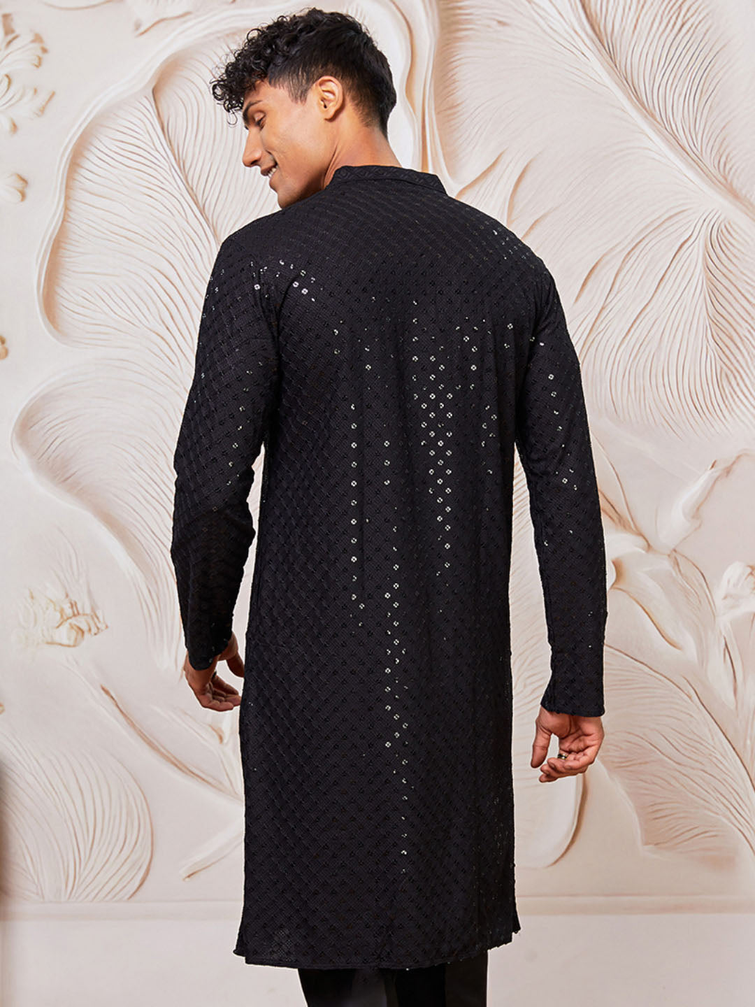 Black Rayon Festival Men's Kurta Set