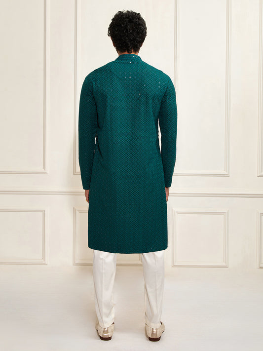 Green Rayon Festival Men's Kurta Set